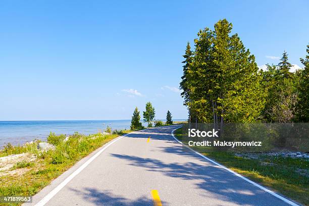 Bicycle Path On Mackinac Island Stock Photo - Download Image Now - Michigan, Road, Mackinac Island