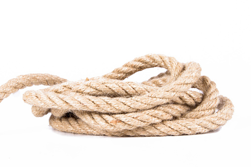 Heap of rope, isolated on white background.