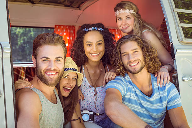 istock Hipster friends on road trip 471823206