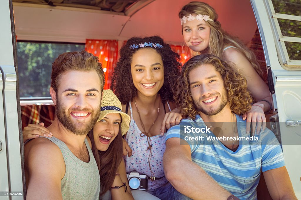 Hipster friends on road trip Hipster friends on road trip on a summers day 18-19 Years Stock Photo