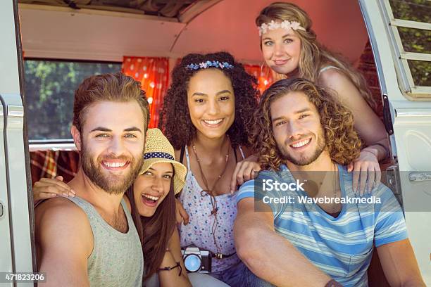 Hipster Friends On Road Trip Stock Photo - Download Image Now - 18-19 Years, 20-24 Years, 20-29 Years