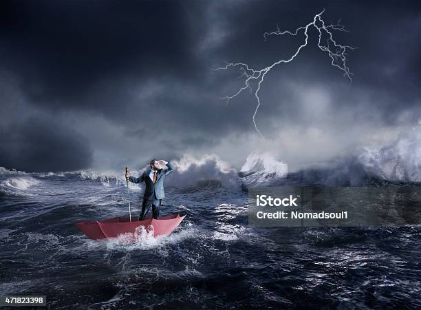 Businessman In Crisis Stock Photo - Download Image Now - Rough, Nautical Vessel, Sea