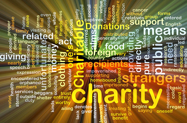 istock Charity wordcloud concept illustration glowing 471824886