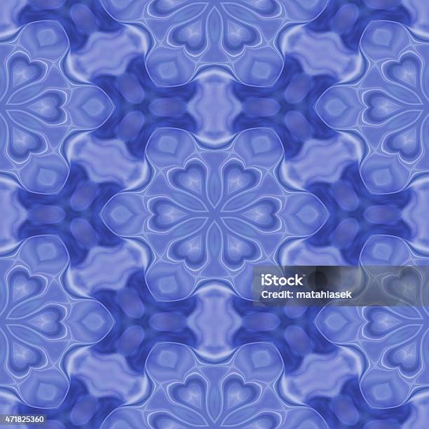 Seamless Kaleidoscope Texture Or Pattern In Blue 3 Stock Illustration - Download Image Now - 2015, Backgrounds, Blue