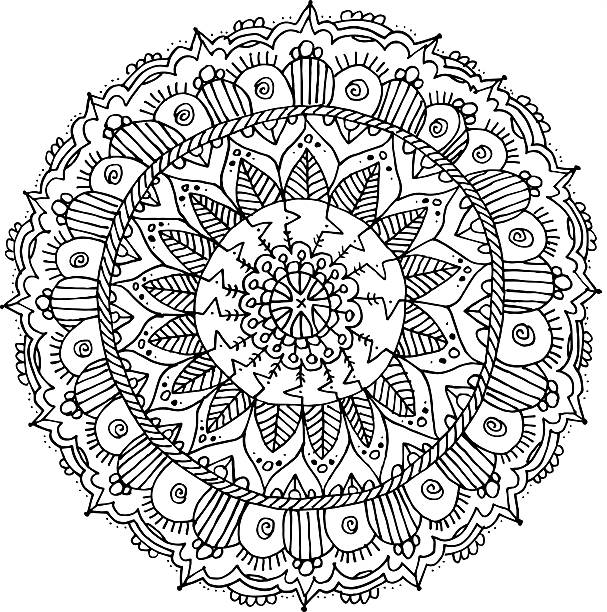 Coloring book mandala doodle drawing isolated on white. Easy to trace.