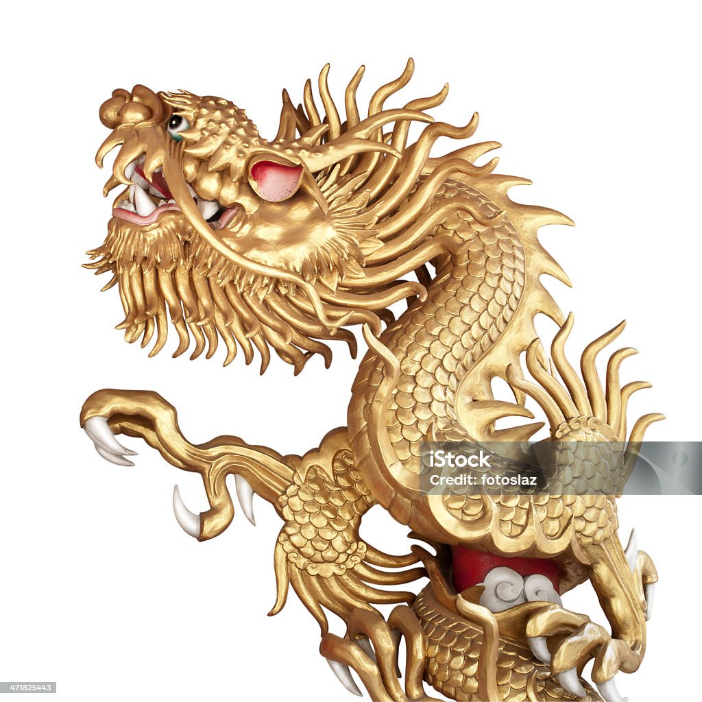 Dragão chinês dourado Escultura - Royalty-free Dragão chinês Foto de stock