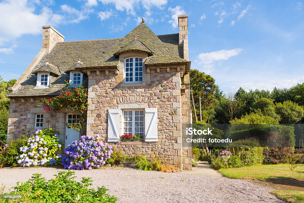 French Brittany typical house Beautiful house in french brittany typical House Stock Photo