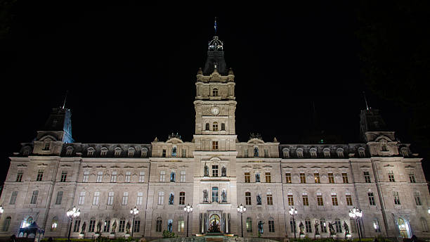 Magnificient Quebec Parliament by night, Canada The Parliament of the Province of Quebec located in the city of Quebec, Canada. buzbuzzer quebec city stock pictures, royalty-free photos & images