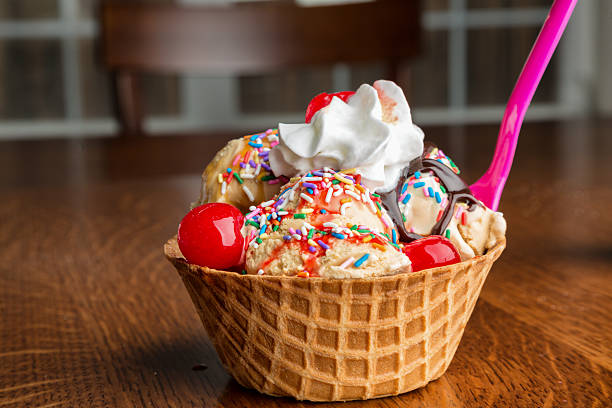istock Fancy Ice Cream Sundae with Hot Fudge, Sprinkles, Cherries 471828706