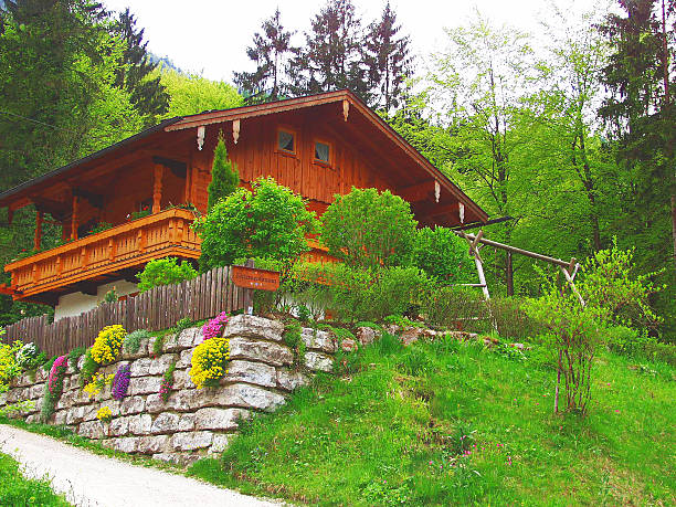 istock House in Alpine countryside, Austria. Mountain spring 471829821