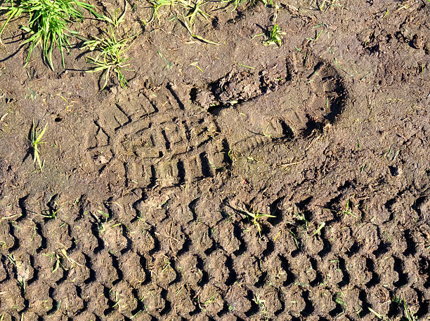 istock footprint and tyre print 471830163