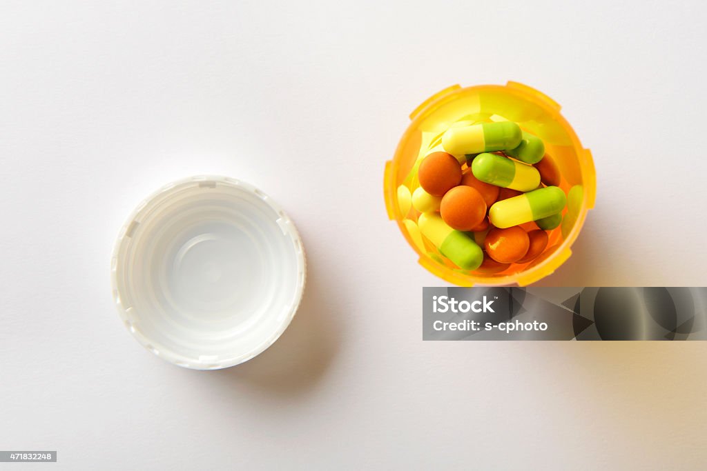 Capsule - medicine, pills in the pill bottle Bottle Stock Photo