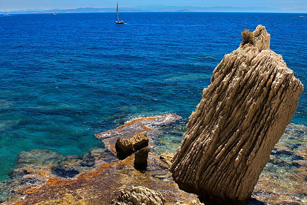 Bonifacio, rock balanced on the sea stock photo