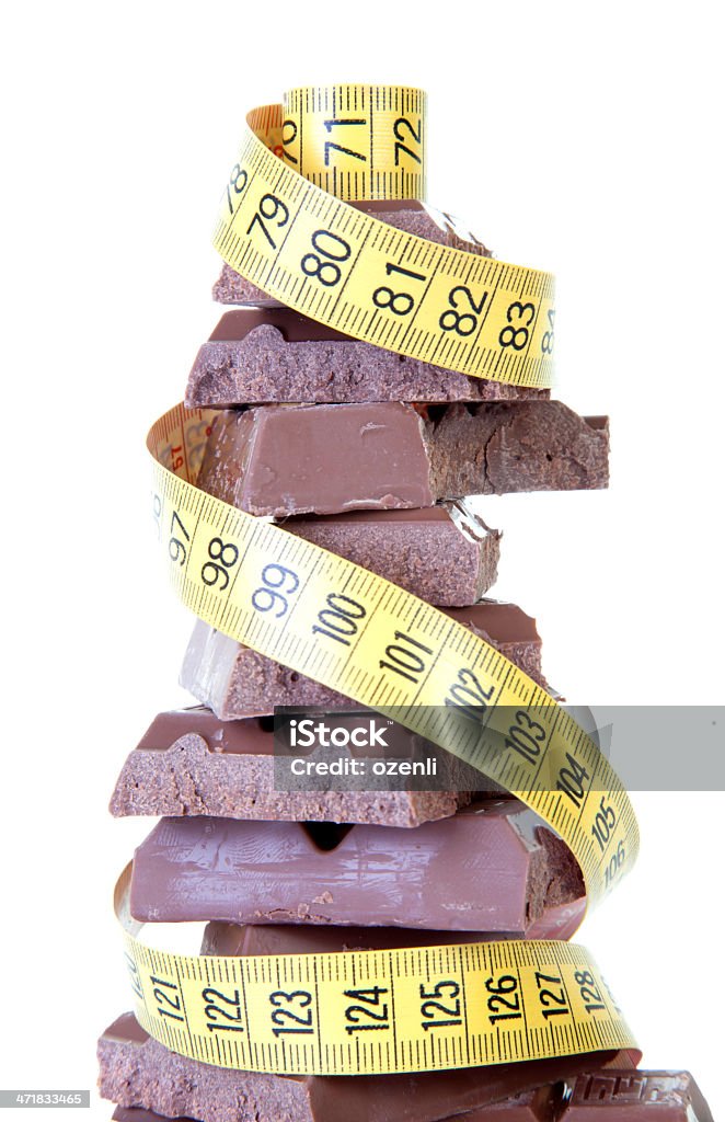 Chocolate e fita de medição. - Royalty-free Alimentação Não-saudável Foto de stock