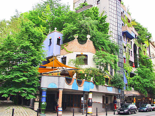 Urban landscape. Hundertwasser House in Vienna. Austria