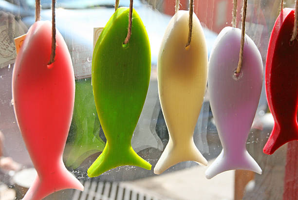 istock Row of funny colored soap bars in Marseille. 471833817