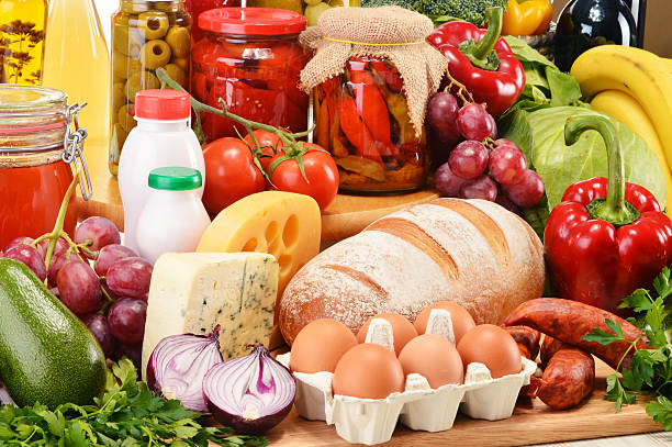 istock Composition with variety of grocery products 471837911