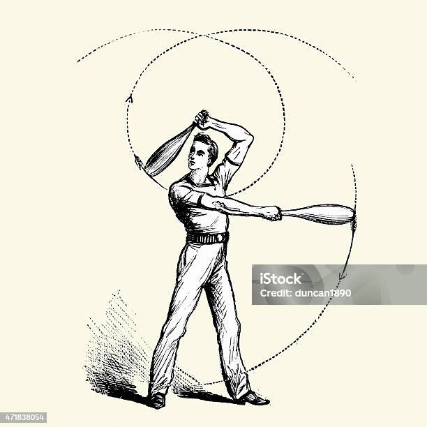 Victorian Exercise Indian Clubs Stock Illustration - Download Image Now - 1880-1889, 19th Century, 19th Century Style