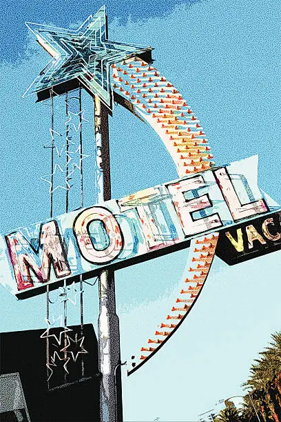 Vector illustration of Grunge Vintage Motel Sign