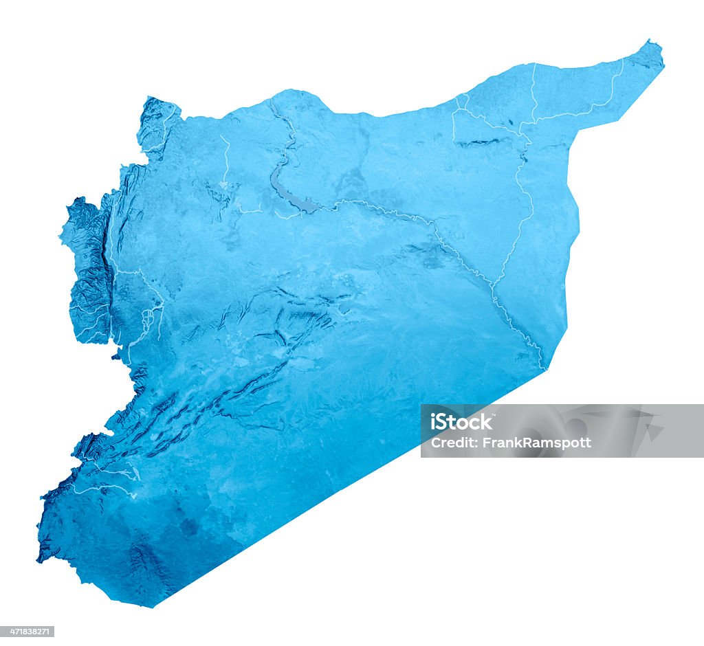 Syrien Topographic Karte Isoliert - Lizenzfrei Syrien Stock-Foto