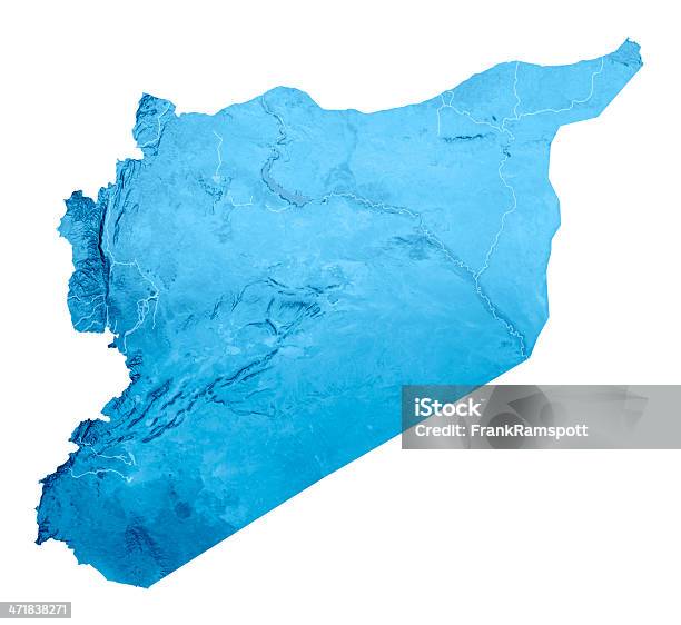 Síria Topographic Mapa Isolado - Fotografias de stock e mais imagens de Síria - Síria, Mapa, Tridimensional