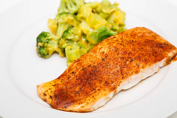 istock Baked Salmon and Broccoli with Cheese Sauce 471839027