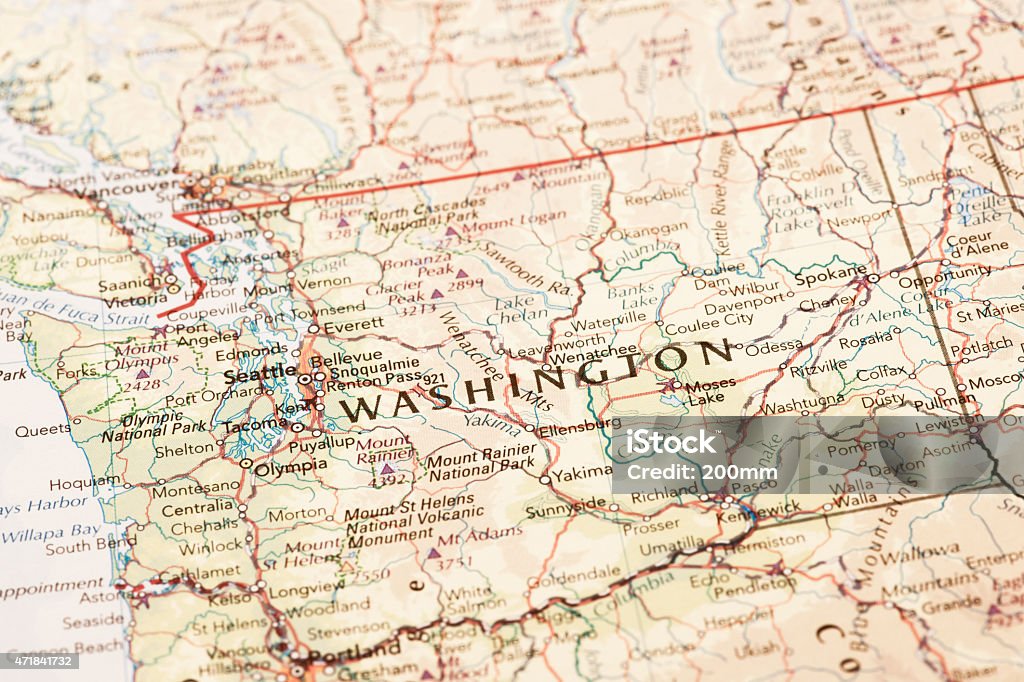 Washington State of Washington Map Washington State Stock Photo