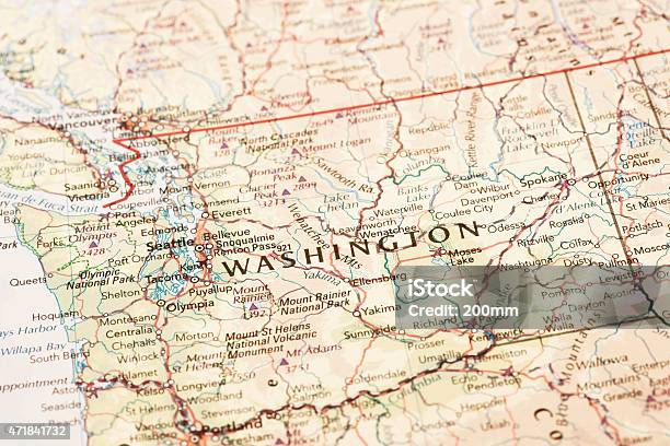 Washington Stock Photo - Download Image Now - Washington State, Map, 2015