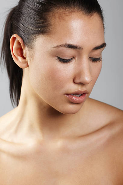 istock Beauty woman portrait looking down 471841897