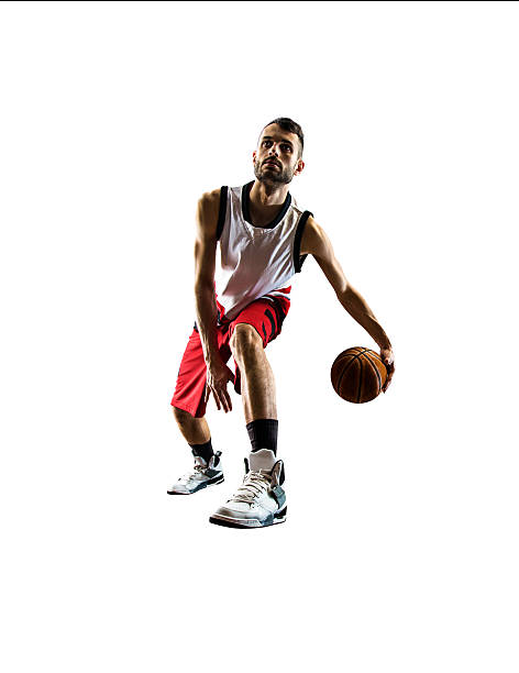 istock Isolated basketball player in action is flying high 471842340