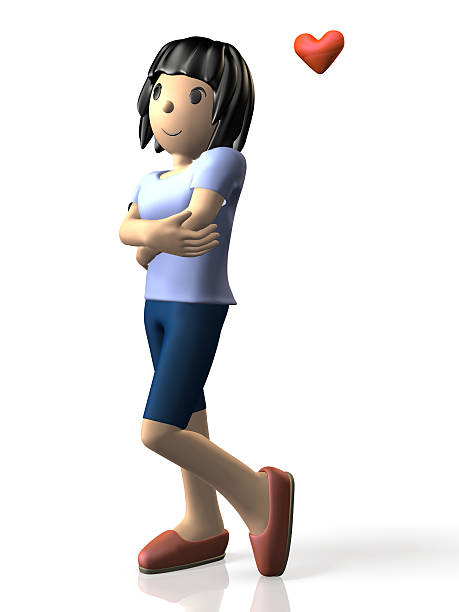 She is staring into the distance wistfully.This is a computer generated image,on white background.