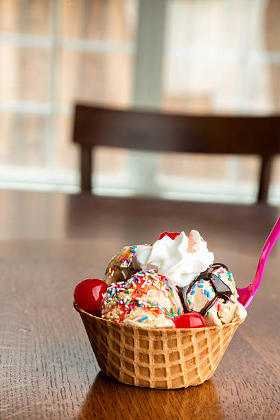 istock Fancy Ice Cream Sundae with Hot Fudge, Sprinkles, Cherries 471842972