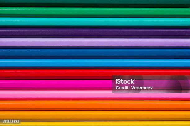 Background Of Colored Pencils Stock Photo - Download Image Now - 2015, Art, Art And Craft