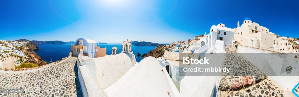 Santorini Oia Aldeia (XXXL panorama) - Royalty-free Ao Ar Livre Foto de stock