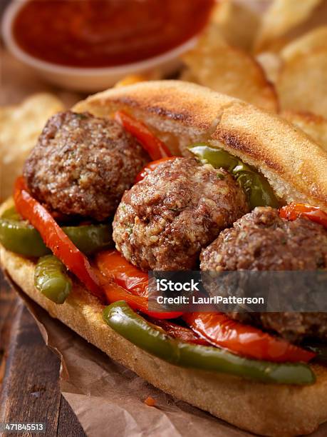 Meatball Sub Stock Photo - Download Image Now - Meatball, Vertical, Bread