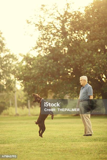 Foto de Sênior Com Cachorro e mais fotos de stock de Adulto - Adulto, Adulto maduro, Amizade