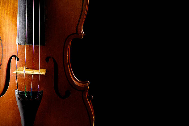 istock Close up of a violin isolated on black 471846284