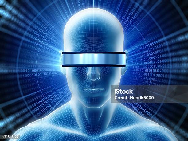 Foto de Homem Com Cyber Viseira e mais fotos de stock de Acessório ocular - Acessório ocular, Androide, Azul