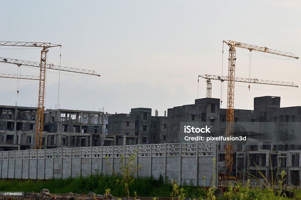 Baustelle und Tower Crane - Lizenzfrei Architektur Stock-Foto