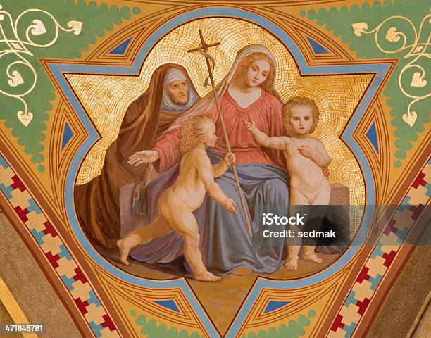 Vienna Fresco Of Madonna With The Jesus Child Stock Photo - Download Image Now - Baptist, Art, Art And Craft