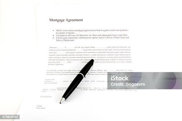 Mortgage Contrato De Foto de stock y más banco de imágenes de Acuerdo - Acuerdo, Blanco - Color, Color negro