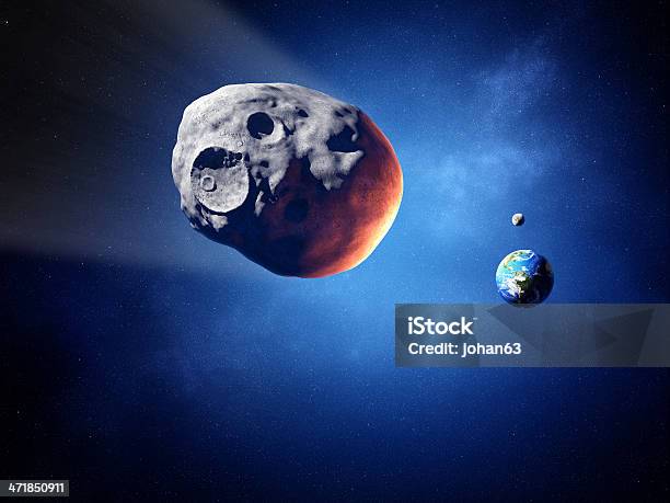 Asteroid On Collision Course With Earth Stock Photo - Download Image Now - Asteroid, Planet Earth, Globe - Navigational Equipment