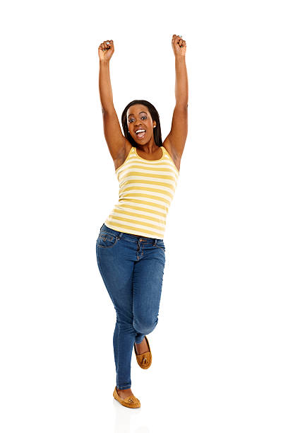 istock Young african woman rejoicing success 471851885