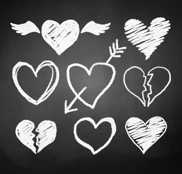Vector illustration of Chalked hearts.