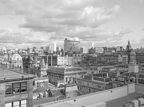 Mix of old and new buildings downtown Dublin.