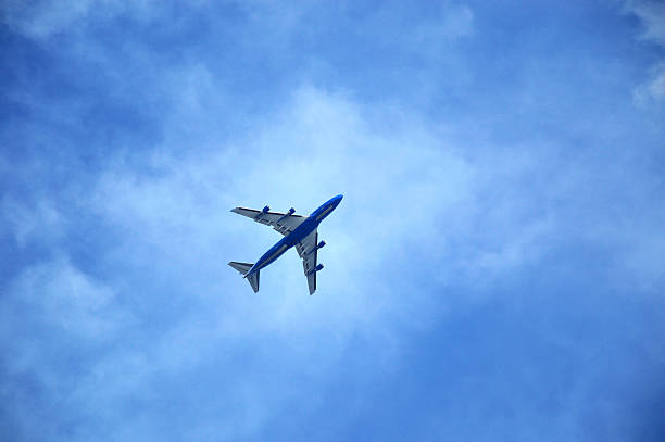 Airplane in the sky stock photo