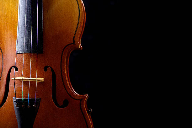 istock Close up of a violin isolated on black 471854494