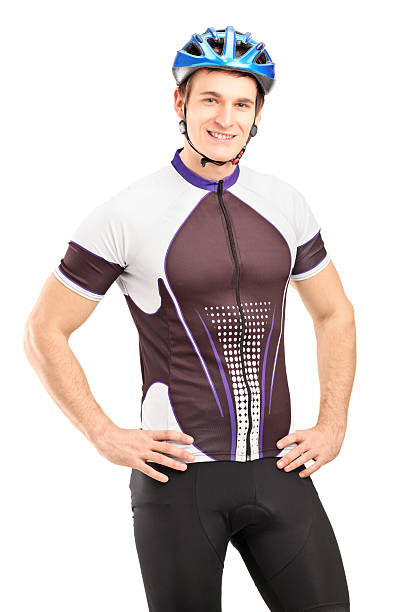 istock Male bicyclist with helmet posing 471855955