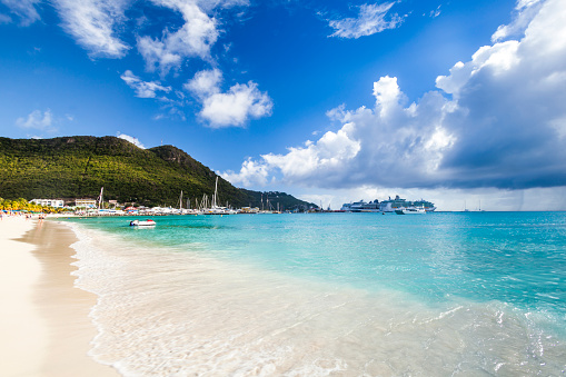 Tropical Caribbean beach, St. Maarten.