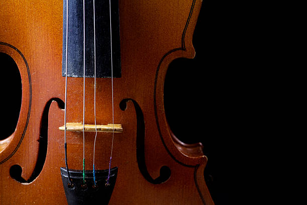 istock Close up of a violin isolated on black 471859908
